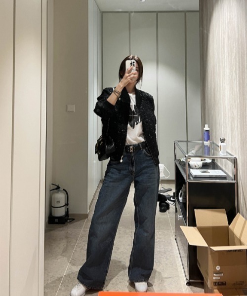 Aelina(エリナ)の「春のツイードスタジャン(ブルゾン・レディース・ホワイト/ブラック・FREE)」の21枚目の写真