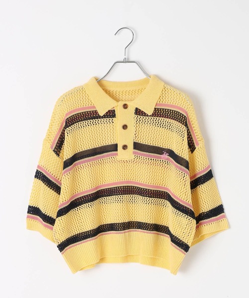 BEVERLY HILLS POLO CLUB(ビバリーヒルズポロクラブ)の「【BEVERLY HILLS POLO CLUB】別注メッシュニットポロ(ポロシャツ・レディース・ネイビー/イエロー/ホワイト・FREE)」の10枚目の写真
