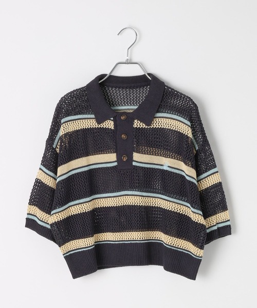 BEVERLY HILLS POLO CLUB(ビバリーヒルズポロクラブ)の「【BEVERLY HILLS POLO CLUB】別注メッシュニットポロ(ポロシャツ・レディース・ネイビー/イエロー/ホワイト・FREE)」の11枚目の写真
