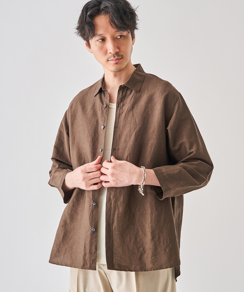 EDIFICE（エディフィス）の「シアー リネン 8S レギュラーシャツ（シャツ/ブラウス・メンズ・ネイビー/ブラウン/アイボリー/サックスブルー・SMALL/MEDIUM/LARGE）」の13枚目の写真