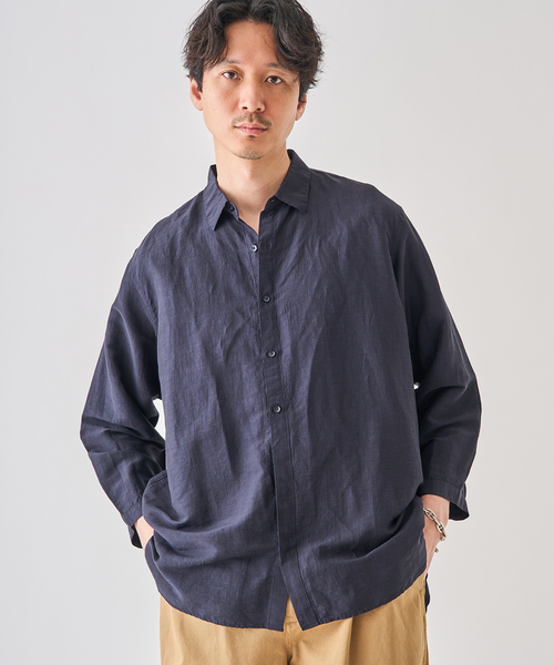 EDIFICE（エディフィス）の「シアー リネン 8S レギュラーシャツ（シャツ/ブラウス・メンズ・ネイビー/ブラウン/アイボリー/サックスブルー・SMALL/MEDIUM/LARGE）」の19枚目の写真