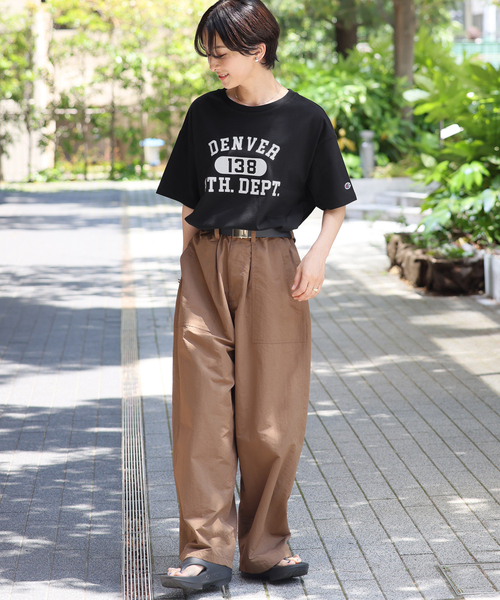 Champion(チャンピオン)の「別注【Champion/チャンピオン】26/s Jersey Tee:Tシャツ(Tシャツ/カットソー・レディース・ピンク/ホワイト/ダークパープル/アイボリー/ブラック・FREE)」の7枚目の写真