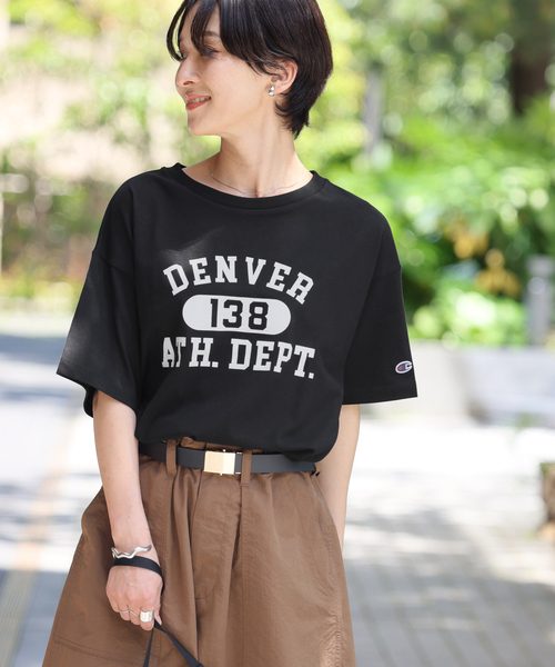 Champion(チャンピオン)の「別注【Champion/チャンピオン】26/s Jersey Tee:Tシャツ(Tシャツ/カットソー・レディース・ピンク/ホワイト/ダークパープル/アイボリー/ブラック・FREE)」の10枚目の写真