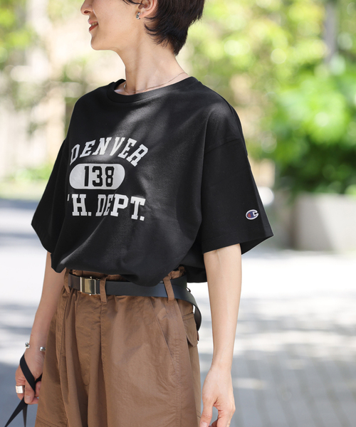 Champion(チャンピオン)の「別注【Champion/チャンピオン】26/s Jersey Tee:Tシャツ(Tシャツ/カットソー・レディース・ピンク/ホワイト/ダークパープル/アイボリー/ブラック・FREE)」の12枚目の写真