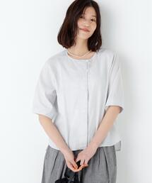 human woman | ◆【ウォッシャブル】リネンコットンシャンブレータックスリーブブラウス(シャツ/ブラウス)