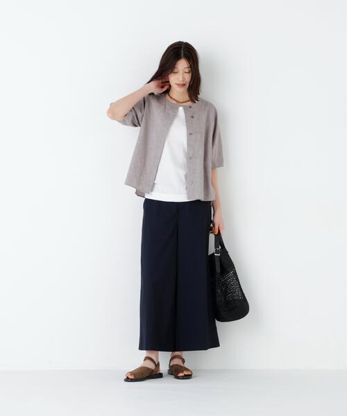 human woman(ヒューマンウーマン)の「◆【ウォッシャブル】リネンコットンシャンブレータックスリーブブラウス(シャツ/ブラウス・レディース・ブラウン/グレー・MEDIUM)」の11枚目の写真