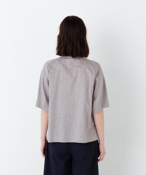 human woman(ヒューマンウーマン)の「◆【ウォッシャブル】リネンコットンシャンブレータックスリーブブラウス(シャツ/ブラウス・レディース・ブラウン/グレー・MEDIUM)」の13枚目の写真