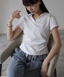 襟付きサイドシャーリングポロTシャツ