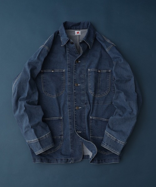 HANES(ヘインズ)の「HANES カバーオール ストレッチデニム キングサイズ(カバーオール・メンズ・ブルー/ブラック/サックスブルー・2L/3L/4L/5L)」の1枚目の写真