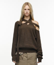 NACHE（ナチェ）の「HALTER STRAP KNIT KHAKI BROWN（ニット/セーター）」