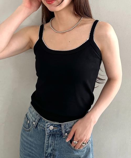MYMOOD.(マイムード)の「単品使いやインナーとしても♪配色キャミソール(キャミソール・レディース・ライトグレー/アイボリー/ホワイト/ブラック・FREE)」の14枚目の写真