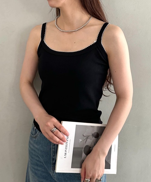 MYMOOD.(マイムード)の「単品使いやインナーとしても♪配色キャミソール(キャミソール・レディース・ライトグレー/アイボリー/ホワイト/ブラック・FREE)」の17枚目の写真