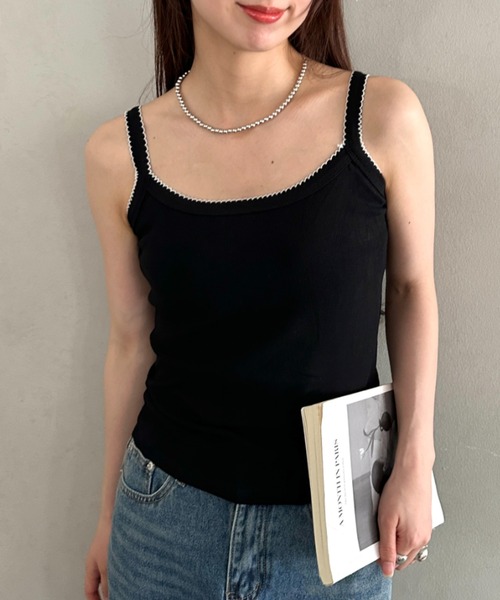 MYMOOD.(マイムード)の「単品使いやインナーとしても♪配色キャミソール(キャミソール・レディース・ライトグレー/アイボリー/ホワイト/ブラック・FREE)」の16枚目の写真