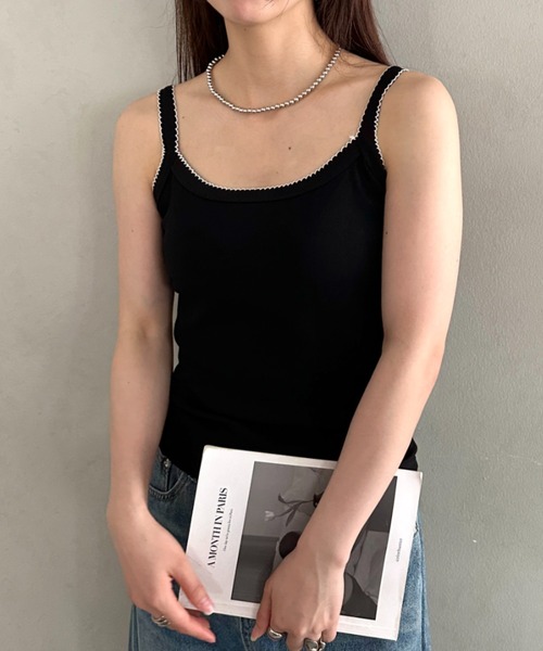 MYMOOD.(マイムード)の「単品使いやインナーとしても♪配色キャミソール(キャミソール・レディース・ライトグレー/アイボリー/ホワイト/ブラック・FREE)」の18枚目の写真