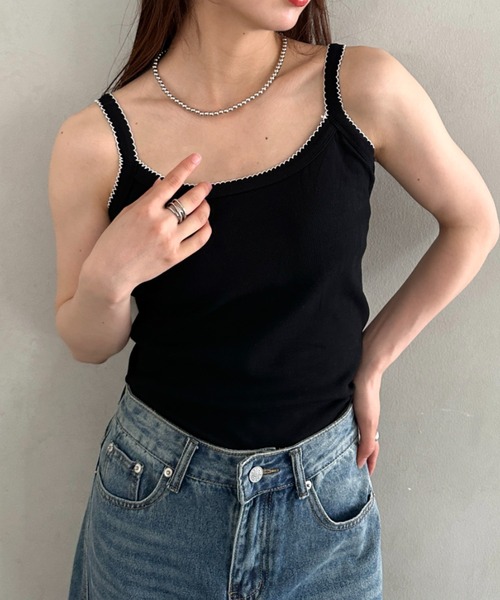 MYMOOD.(マイムード)の「単品使いやインナーとしても♪配色キャミソール(キャミソール・レディース・ライトグレー/アイボリー/ホワイト/ブラック・FREE)」の15枚目の写真
