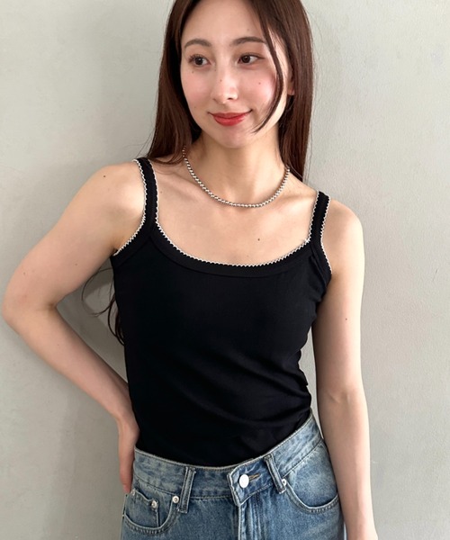 MYMOOD.(マイムード)の「単品使いやインナーとしても♪配色キャミソール(キャミソール・レディース・ライトグレー/アイボリー/ホワイト/ブラック・FREE)」の21枚目の写真