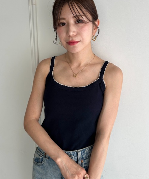 MYMOOD.(マイムード)の「単品使いやインナーとしても♪配色キャミソール(キャミソール・レディース・ライトグレー/アイボリー/ホワイト/ブラック・FREE)」の6枚目の写真