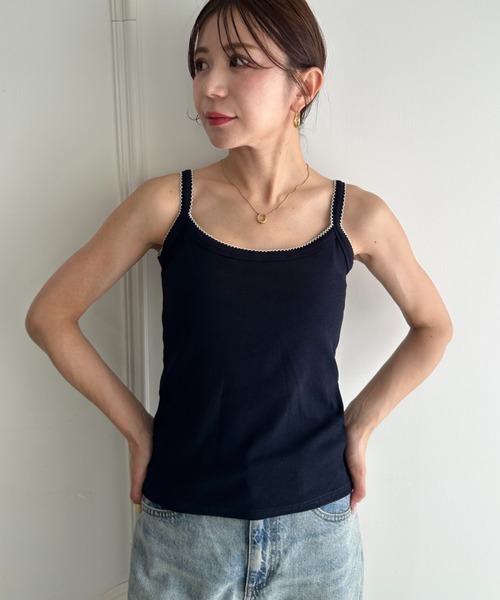 MYMOOD.(マイムード)の「単品使いやインナーとしても♪配色キャミソール(キャミソール・レディース・ライトグレー/アイボリー/ホワイト/ブラック・FREE)」の8枚目の写真