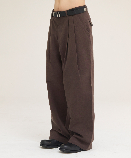 AKECII(アケシ)の「ヘリソンワイドチノパンツ_ウォッシュドブラウン(その他パンツ・メンズ・その他・MEDIUM/SMALL/LARGE)」の1枚目の写真