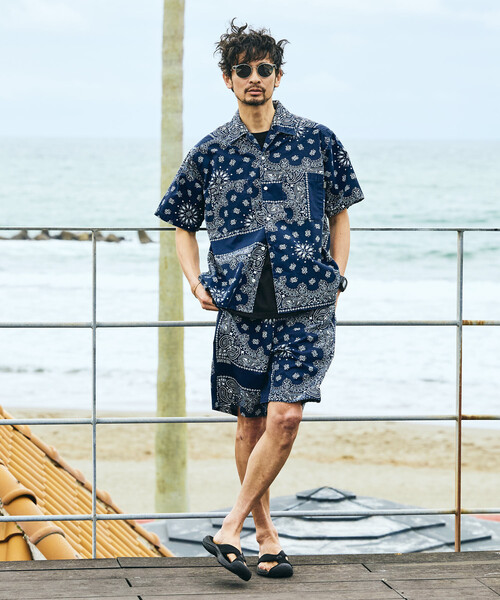 HAV-A-HANK(ハバハンク )の「HAV-A-HANK/ハバハンク HAV-A-HANK×FREAK'S STORE/ハバハンク 別注 バンダナ柄 イージーショーツ(その他パンツ・メンズ・チャコールグレー/ネイビー・MEDIUM/LARGE)」の7枚目の写真