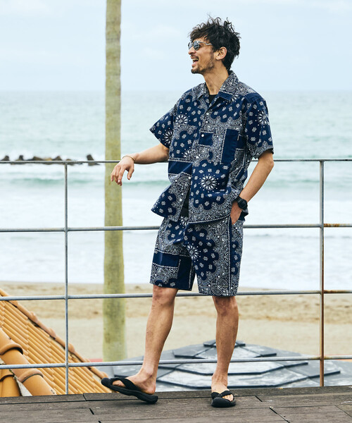 HAV-A-HANK(ハバハンク )の「HAV-A-HANK/ハバハンク HAV-A-HANK×FREAK'S STORE/ハバハンク 別注 バンダナ柄 イージーショーツ(その他パンツ・メンズ・チャコールグレー/ネイビー・MEDIUM/LARGE)」の8枚目の写真