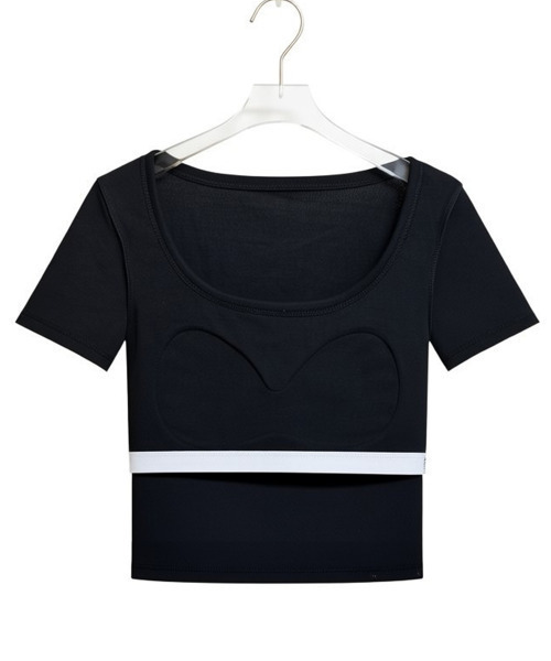 VIVID LADY（ビビッドレディー）の「ラインストーン カップイン クロップド丈 半袖Tシャツ（Tシャツ/カットソー・レディース・ホワイト/ブラック/グレー・FREE）」の21枚目の写真