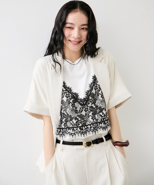 VIS(ビス)の「トロンプルイユプリントTシャツ(Tシャツ/カットソー・レディース・チャコールグレー/ホワイト・FREE)」の16枚目の写真