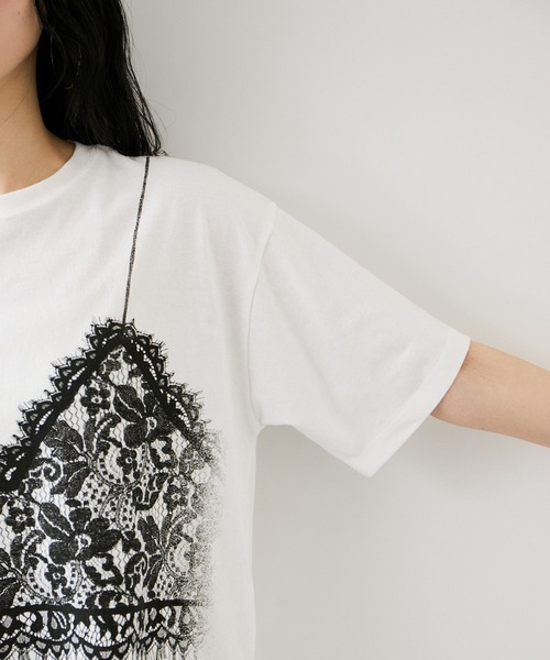 VIS(ビス)の「トロンプルイユプリントTシャツ(Tシャツ/カットソー・レディース・チャコールグレー/ホワイト・FREE)」の3枚目の写真