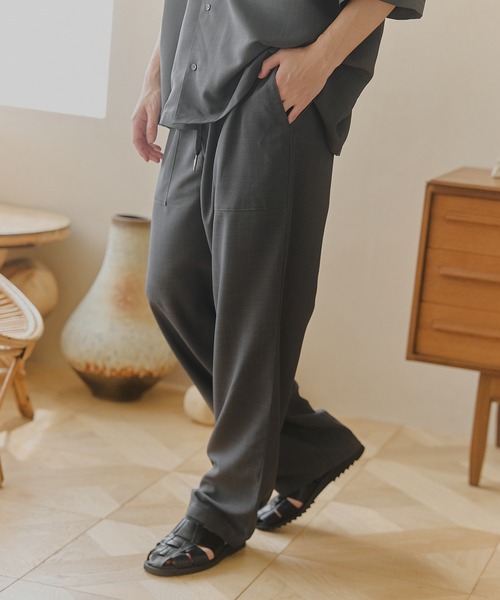 MAISON CLUB(メゾンクラブ)の「【MAISON CLUB】DRY TOUCH Easy Slacks / リネンライクドライタッチイージースラックス(スラックス・メンズ・ブラック/グレー・M/L)」の2枚目の写真