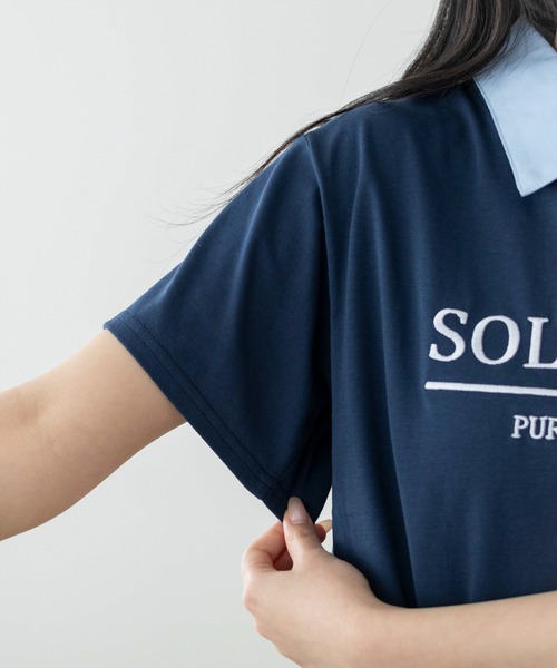WEGO(ウィゴー)の「WEGO/【26春夏新作】シャツドッキング刺繍T(Tシャツ/カットソー・レディース・ネイビー・FREE)」の4枚目の写真