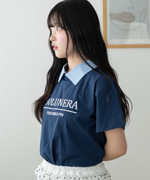 WEGO(ウィゴー)の「WEGO/【26春夏新作】シャツドッキング刺繍T(Tシャツ/カットソー・レディース・ネイビー・FREE)」の6枚目の写真