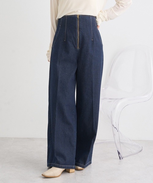 earth music&ecology(アースミュージックアンドエコロジー)の「【WEB限定】フロントZIPバックレースアップデニム(デニムパンツ・レディース・ブルー系その他/インディゴブルー/ライトインディゴブルー・S/M)」の4枚目の写真