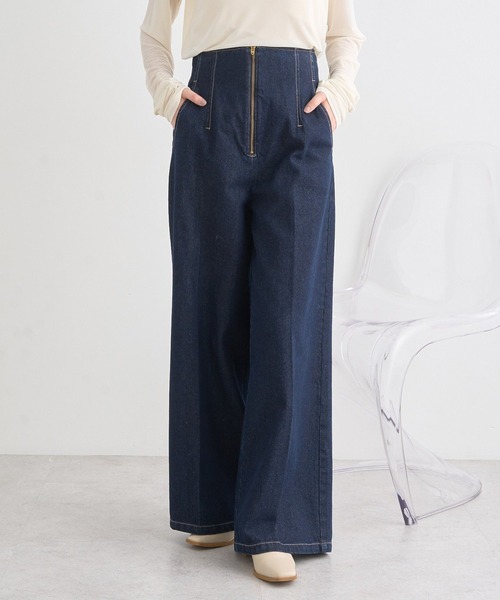earth music&ecology(アースミュージックアンドエコロジー)の「【WEB限定】フロントZIPバックレースアップデニム(デニムパンツ・レディース・ブルー系その他/インディゴブルー/ライトインディゴブルー・S/M)」の6枚目の写真