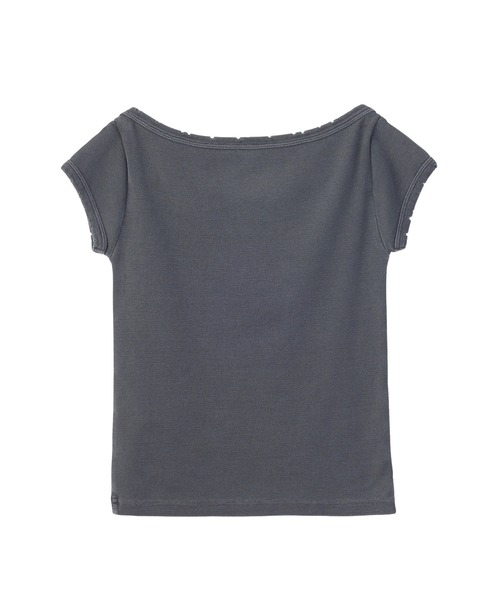 X-girl(エックスガール)の「FADED BOAT NECK S/S BABY TEE(Tシャツ/カットソー・レディース・チャコール/バーガンディー/オリーブ・ONE SIZE)」の9枚目の写真