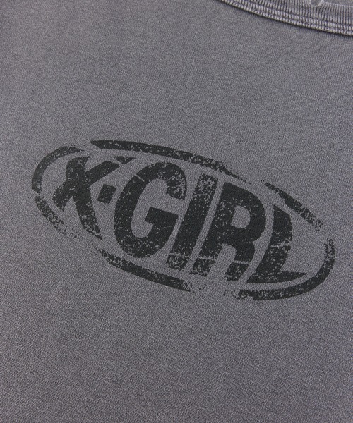 X-girl(エックスガール)の「FADED BOAT NECK S/S BABY TEE(Tシャツ/カットソー・レディース・チャコール/バーガンディー/オリーブ・ONE SIZE)」の11枚目の写真