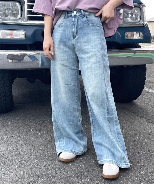 CRB(シーアールビー)の「サイドライン切替ストレートデニムパンツ(デニムパンツ・レディース・ブルー・L/M/S)」の18枚目の写真