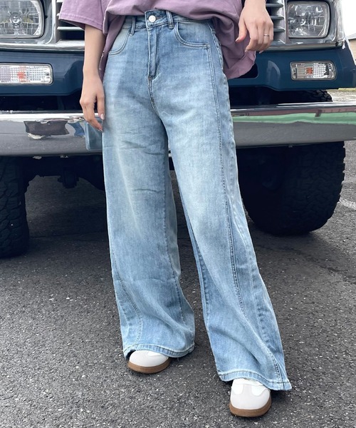 CRB(シーアールビー)の「サイドライン切替ストレートデニムパンツ(デニムパンツ・レディース・ブルー・L/M/S)」の19枚目の写真