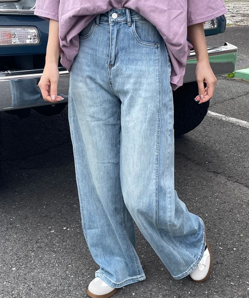 CRB(シーアールビー)の「サイドライン切替ストレートデニムパンツ(デニムパンツ・レディース・ブルー・L/M/S)」の13枚目の写真