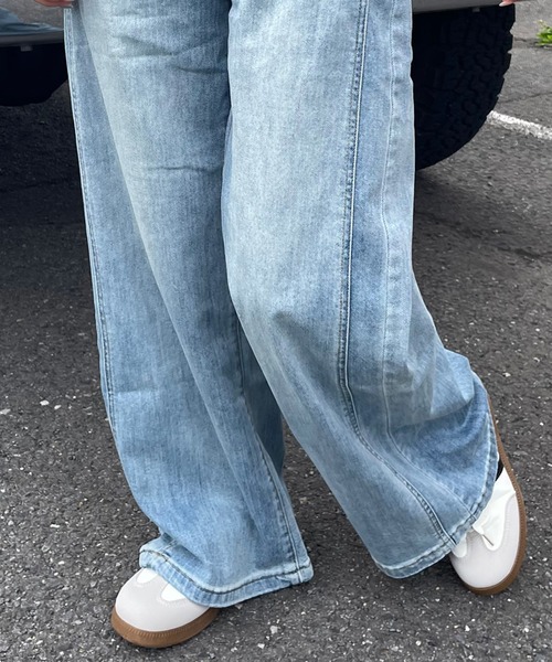 CRB(シーアールビー)の「サイドライン切替ストレートデニムパンツ(デニムパンツ・レディース・ブルー・L/M/S)」の14枚目の写真