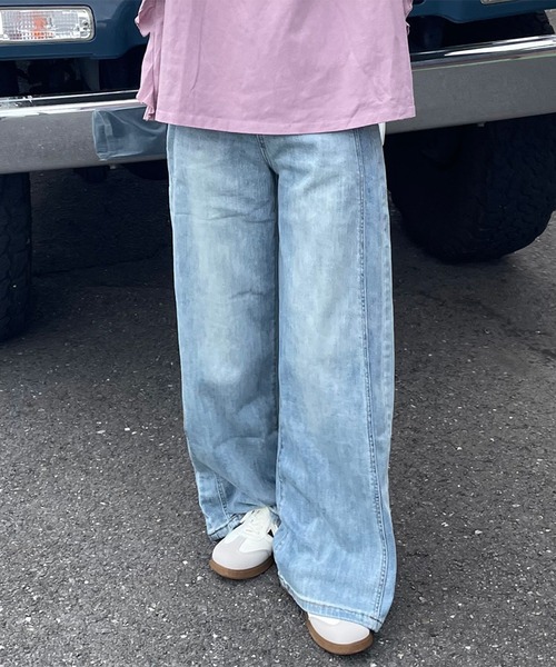 CRB(シーアールビー)の「サイドライン切替ストレートデニムパンツ(デニムパンツ・レディース・ブルー・L/M/S)」の15枚目の写真