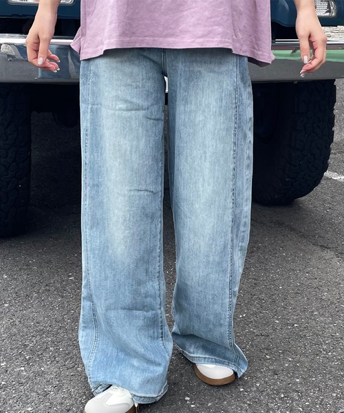 CRB(シーアールビー)の「サイドライン切替ストレートデニムパンツ(デニムパンツ・レディース・ブルー・L/M/S)」の16枚目の写真