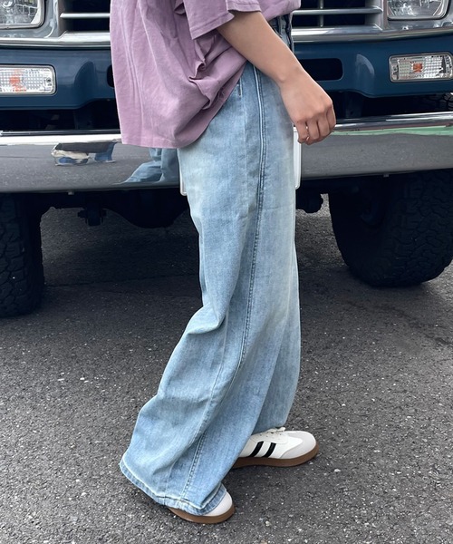 CRB(シーアールビー)の「サイドライン切替ストレートデニムパンツ(デニムパンツ・レディース・ブルー・L/M/S)」の6枚目の写真