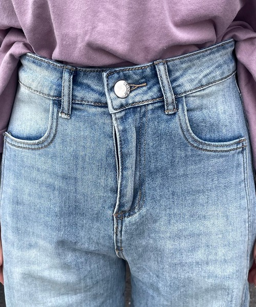 CRB(シーアールビー)の「サイドライン切替ストレートデニムパンツ(デニムパンツ・レディース・ブルー・L/M/S)」の8枚目の写真