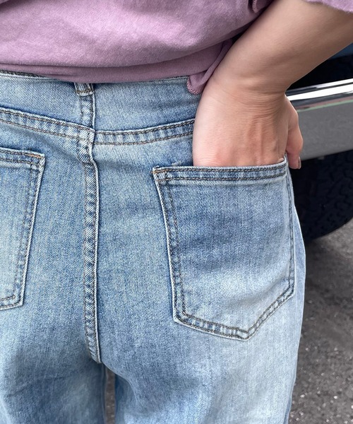 CRB(シーアールビー)の「サイドライン切替ストレートデニムパンツ(デニムパンツ・レディース・ブルー・L/M/S)」の11枚目の写真