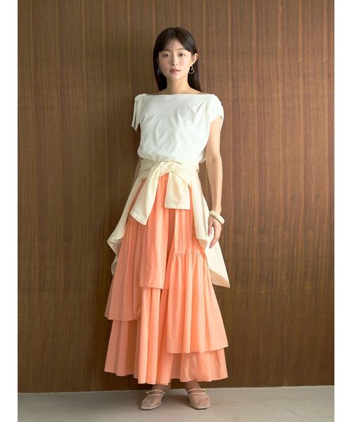 LAGUNAMOON(ラグナムーン)の「オフショルリボンドレープニット 【夏服】(ニット/セーター・レディース・ホワイト/ライトブルー/ブラック・FREE)」の11枚目の写真