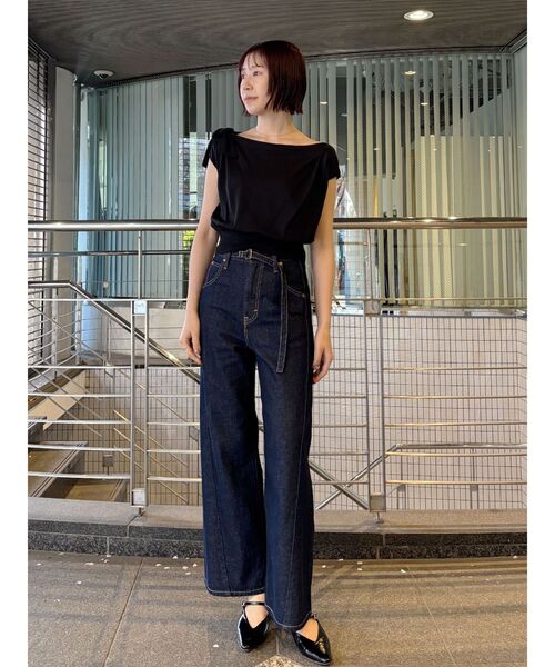 LAGUNAMOON（ラグナムーン）の「オフショルリボンドレープニット 【夏服】（ニット/セーター・レディース・ホワイト/ライトブルー/ブラック・FREE）」の13枚目の写真