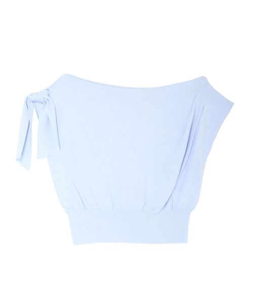 LAGUNAMOON(ラグナムーン)の「オフショルリボンドレープニット 【夏服】(ニット/セーター・レディース・ホワイト/ライトブルー/ブラック・FREE)」の6枚目の写真