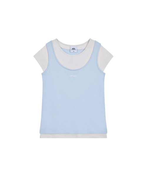 EMIS(イミス)の「(W) LAYERED-LIKE T-SHIRT(Tシャツ/カットソー・レディース・ライトブルー/ブラック・FREE)」の1枚目の写真