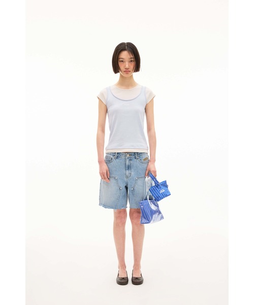 EMIS(イミス)の「(W) LAYERED-LIKE T-SHIRT(Tシャツ/カットソー・レディース・ライトブルー/ブラック・FREE)」の4枚目の写真