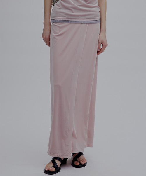 Ameri(アメリ)の「MEDI SHEER VELOUR WRAP LIKE SKIRT(スカート・レディース・ピンク/ブラウン/アイボリー・MEDIUM/SMALL)」の4枚目の写真